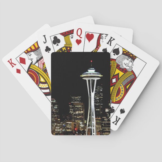 Seattle skyline 's nachts, met Space Needle. Pokerkaarten (Achterkant)