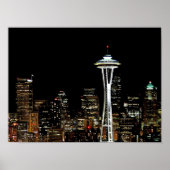 Seattle skyline 's nachts, met Space Needle. Poster (Voorkant)