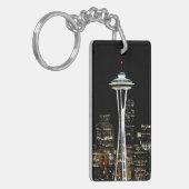Seattle skyline 's nachts, met Space Needle. Sleutelhanger (Voorkant Links)