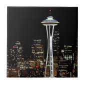 Seattle skyline 's nachts, met Space Needle. Tegeltje (Voorkant)