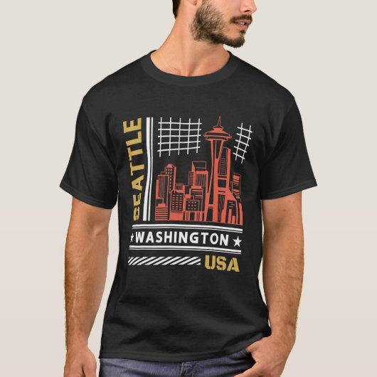 Seattle Skyline Seattle Washington T-shirt (Voorkant)