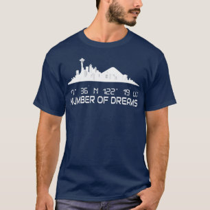 Seattle Skyline Silhouet GPS Coördinaten Stad T-shirt