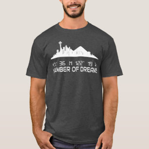 Seattle Skyline Silhouet GPS Coördinaten Stad T-shirt