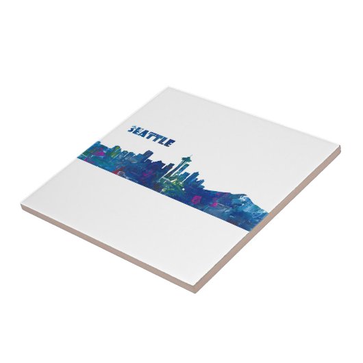 Seattle Skyline Silhouette Tegeltje (Zijkant)