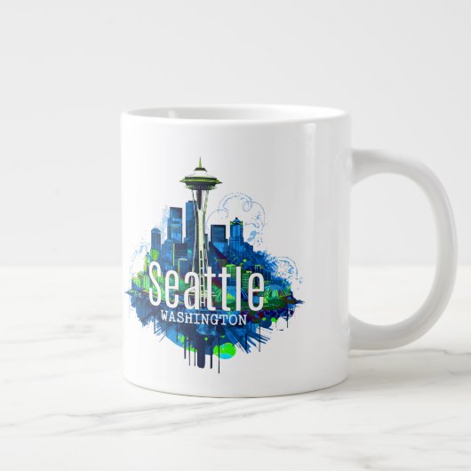 Seattle Skyline Stroke Grote Koffiekop (Rechts)