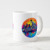 Seattle Skyline Stroke Grote Koffiekop (Voorkant rechts)