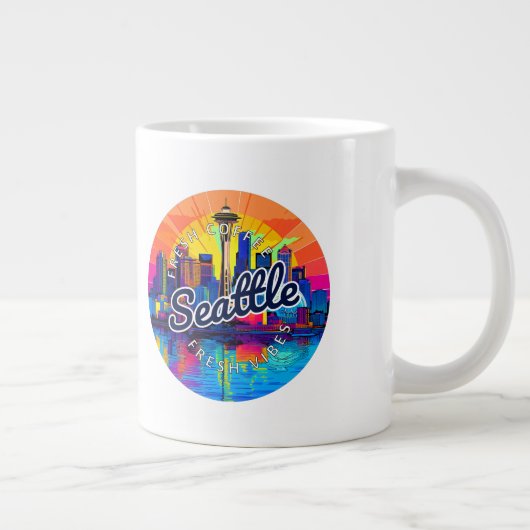 Seattle Skyline Stroke Grote Koffiekop (Rechts)