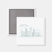 Seattle Skyline Stroke Magneet (Voorkant / Achterkant)