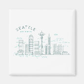 Seattle Skyline Stroke Magneet (Voorkant)