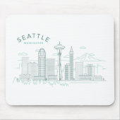 Seattle Skyline Stroke Muismat (Voorkant)