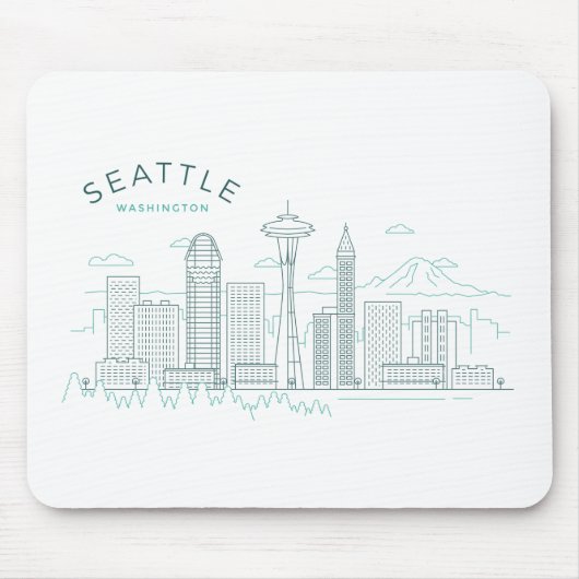 Seattle Skyline Stroke Muismat (Voorkant)