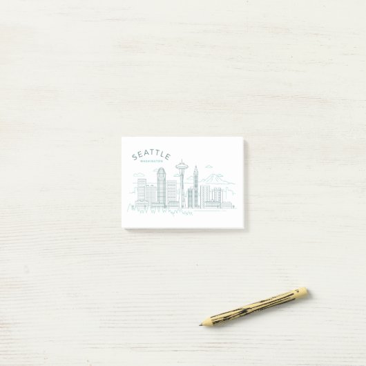 Seattle Skyline Stroke Post-it® Notes (Op bureau)