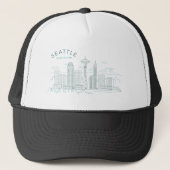 Seattle Skyline Stroke Trucker Pet (Voorkant)