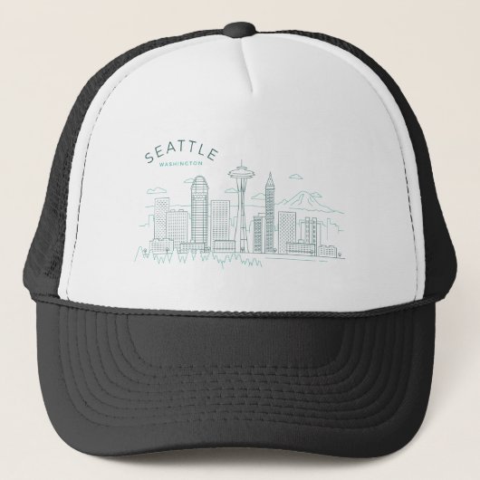 Seattle Skyline Stroke Trucker Pet (Voorkant)