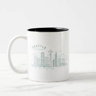 Seattle Skyline Stroke Tweekleurige Koffiemok