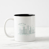 Seattle Skyline Stroke Tweekleurige Koffiemok (Links)