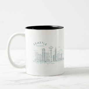 Seattle Skyline Stroke Tweekleurige Koffiemok