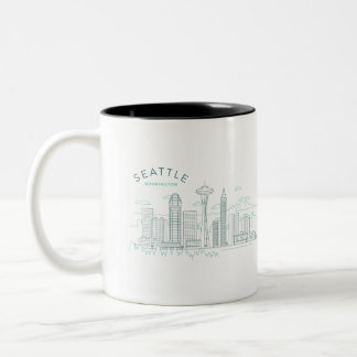 Seattle Skyline Stroke Tweekleurige Koffiemok