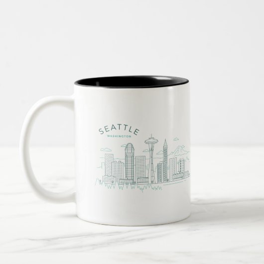Seattle Skyline Stroke Tweekleurige Koffiemok (Links)
