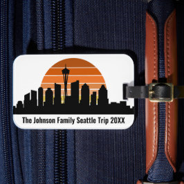 Seattle Skyline Sunset aangepaste familie vakantie Bagagelabel