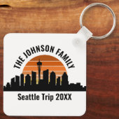 Seattle Skyline Sunset aangepaste familie vakantie Sleutelhanger (Achterkant)