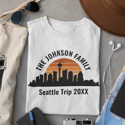 Seattle Skyline Sunset aangepaste familie vakantie T-shirt