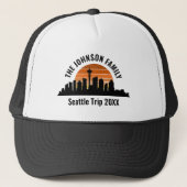Seattle Skyline Sunset aangepaste familie vakantie Trucker Pet (Voorkant)