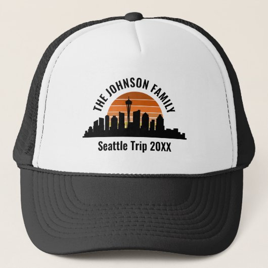 Seattle Skyline Sunset aangepaste familie vakantie Trucker Pet (Voorkant)