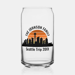 Seattle Skyline Sunset Custom Family Trip Blikvorm Glas