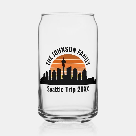 Seattle Skyline Sunset Custom Family Trip Blikvorm Glas (Voorkant)