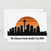 Seattle Skyline Sunset Custom Family Trip Briefkaart (Voorkant / Achterkant)