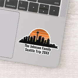 Seattle Skyline Sunset Custom Family Trip Laptop Sticker