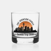 Seattle Skyline Sunset Custom Family Trip Whisky Glas (Voorkant)