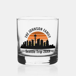 Seattle Skyline Sunset Custom Family Trip Whisky Glas