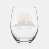 Seattle Skyline Sunset Custom Family Trip Wijnglas Zonder Voet (Achterkant)