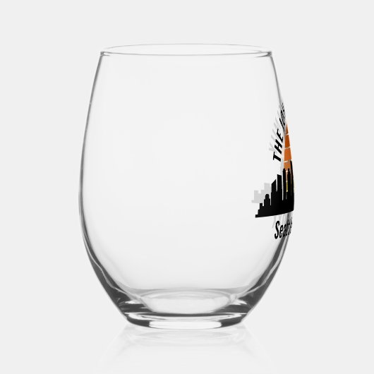 Seattle Skyline Sunset Custom Family Trip Wijnglas Zonder Voet (Rechts)