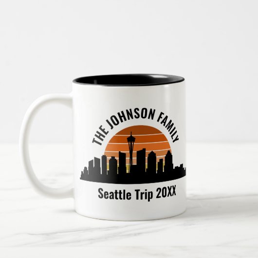 Seattle Skyline Sunset Custom Vakantie Souvenir Tweekleurige Koffiemok (Links)