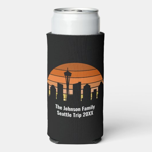 Seattle Skyline Sunset gepersonaliseerd Seltzer Blikjeskoeler (Seltzer Achterkant)