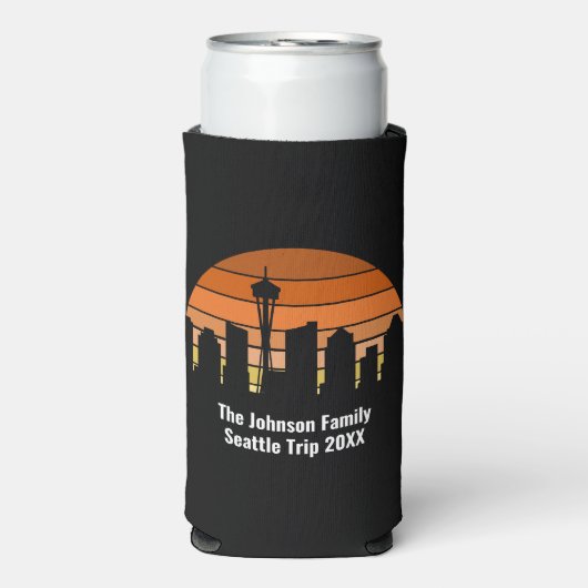 Seattle Skyline Sunset gepersonaliseerd Seltzer Blikjeskoeler (Seltzer Voorkant)