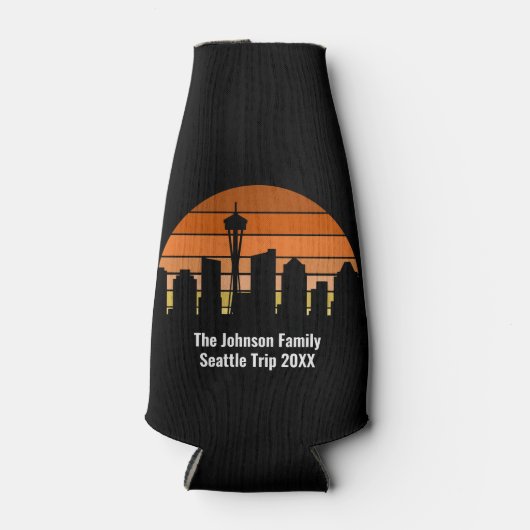 Seattle Skyline Sunset Gepersonaliseerde Trip Keep Flesjeskoeler (Voorkant)