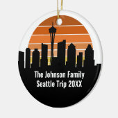 Seattle Skyline Sunset Trip Foto aangepaste kerst Keramisch Ornament (Links)