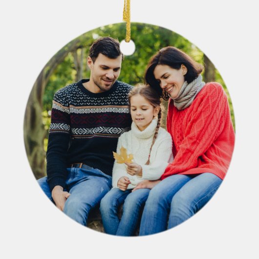 Seattle Skyline Sunset Trip Foto aangepaste kerst Keramisch Ornament (Achterkant)