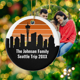 Seattle Skyline Sunset Trip Foto aangepaste kerst Keramisch Ornament