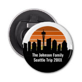 Seattle Skyline Sunset Trip Keepsake gepersonalise Button Flesopener (Voorkant)