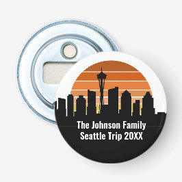 Seattle Skyline Sunset Trip Keepsake gepersonalise Button Flesopener