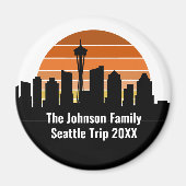 Seattle Skyline Sunset Trip Keepsake gepersonalise Magneet (Voorkant)