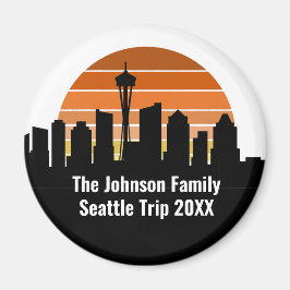 Seattle Skyline Sunset Trip Keepsake gepersonalise Magneet
