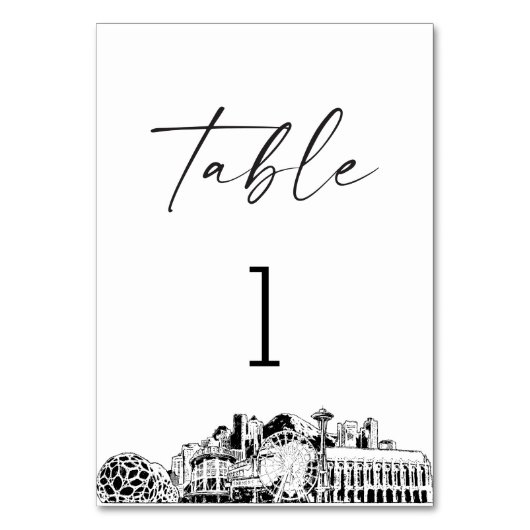 Seattle Skyline tafelnummer 3.5x5 Kaart (Achterkant)