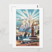  Seattle Skyline Travel Briefkaart (Voorkant / Achterkant)