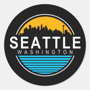 Seattle Skyline Travel Square Sticker